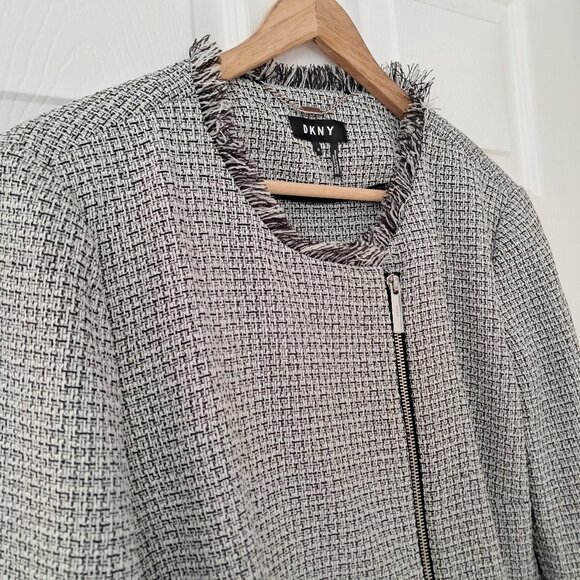 Dkny Jackets & Blazers - DKNY Women's Business Plus size Fringe Trim Tweed style zipper blazer size 16